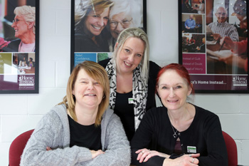 Home Instead CAREGiver Amanda Scott (centre) and two colleagues who have completed the pilot end-of-life training programme.